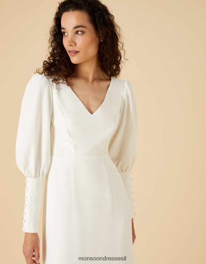 הַלבָּשָׁה Monsoon שמלת מקסי כלה עם שרוול כפתור של בריאנה שֶׁנהָב נשים HTJ0TZ1149