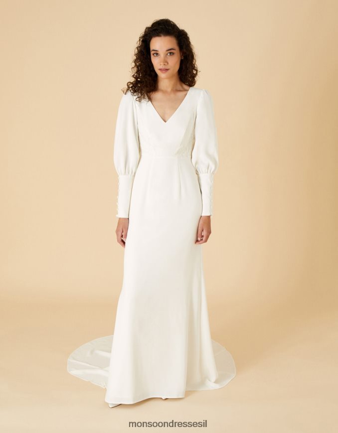 הַלבָּשָׁה Monsoon שמלת מקסי כלה עם שרוול כפתור של בריאנה שֶׁנהָב נשים HTJ0TZ1149