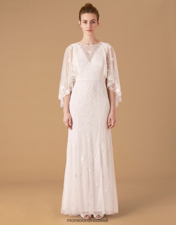 הַלבָּשָׁה Monsoon שמלת כלה שכמייה פרחונית של זואי שֶׁנהָב נשים HTJ0TZ1150