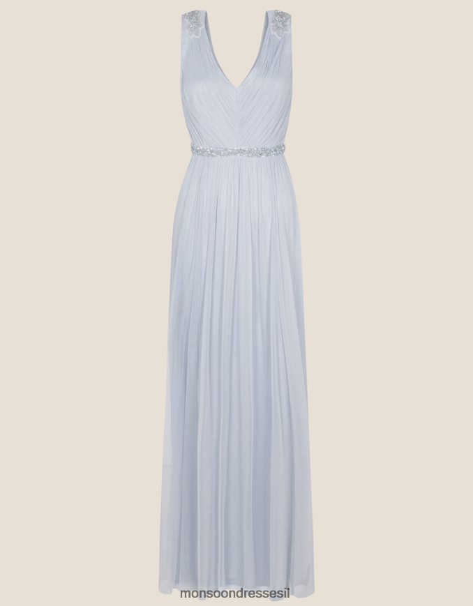 הַלבָּשָׁה Monsoon שמלת מקסי ברנדה מפוליאסטר ממוחזר כְּחוֹל נשים HTJ0TZ1151