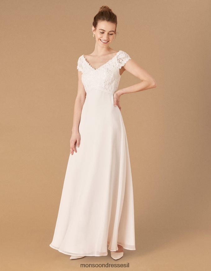 הַלבָּשָׁה Monsoon מחוך תחרה סלואן שמלת כלה ברדו שֶׁנהָב נשים HTJ0TZ1153