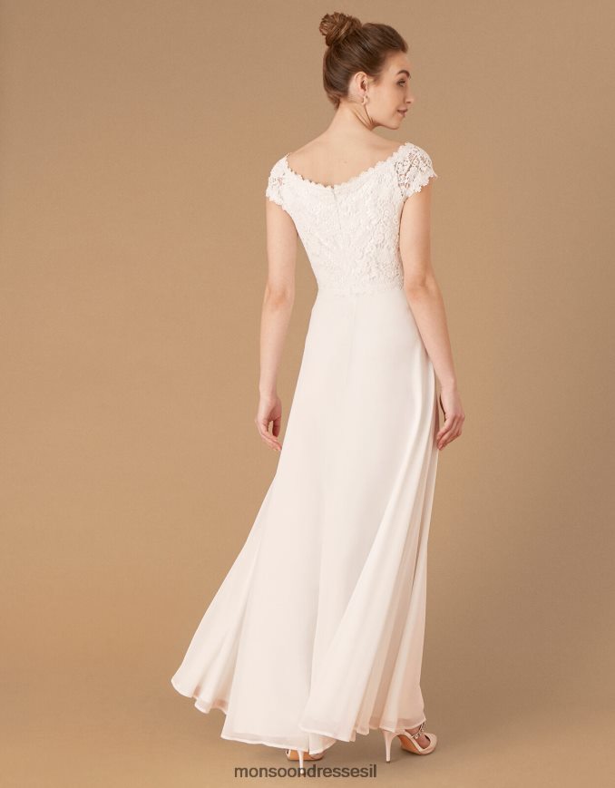 הַלבָּשָׁה Monsoon מחוך תחרה סלואן שמלת כלה ברדו שֶׁנהָב נשים HTJ0TZ1153