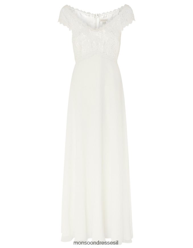 הַלבָּשָׁה Monsoon מחוך תחרה סלואן שמלת כלה ברדו שֶׁנהָב נשים HTJ0TZ1153