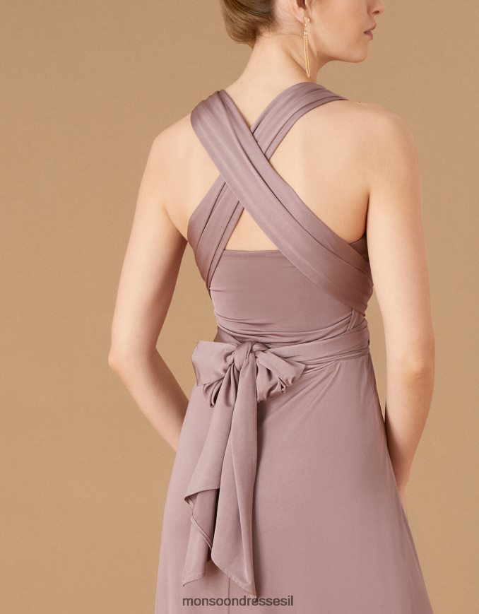 הַלבָּשָׁה Monsoon טלולה סובב אותי לקשור אותי שמלת שושבינה ג'רזי חום (מוקה) נשים HTJ0TZ1155