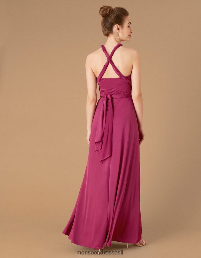 הַלבָּשָׁה Monsoon טלולה סובב אותי לקשור אותי שמלת שושבינה ג'רזי וָרוֹד נשים HTJ0TZ1157