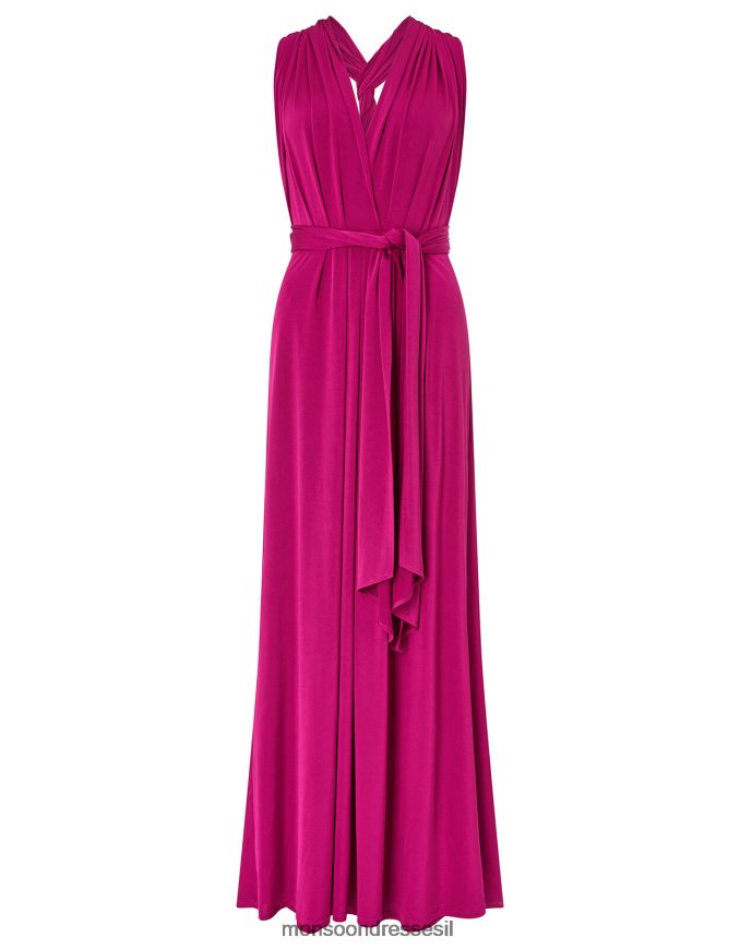 הַלבָּשָׁה Monsoon טלולה סובב אותי לקשור אותי שמלת שושבינה ג'רזי וָרוֹד נשים HTJ0TZ1157