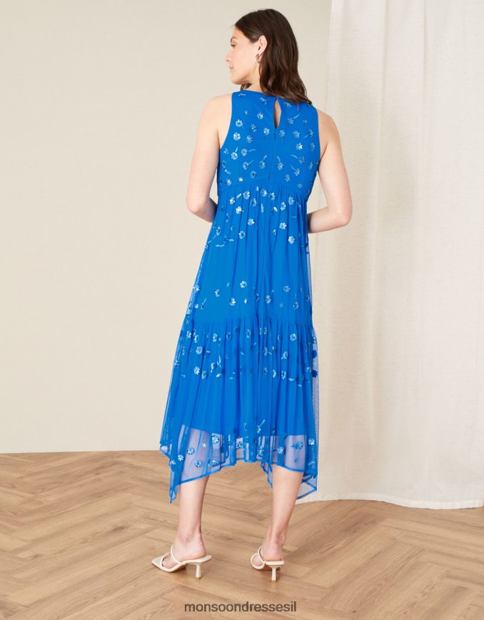 הַלבָּשָׁה Monsoon שמלת מכפלת נצנצים של כרמלה כְּחוֹל נשים HTJ0TZ1159