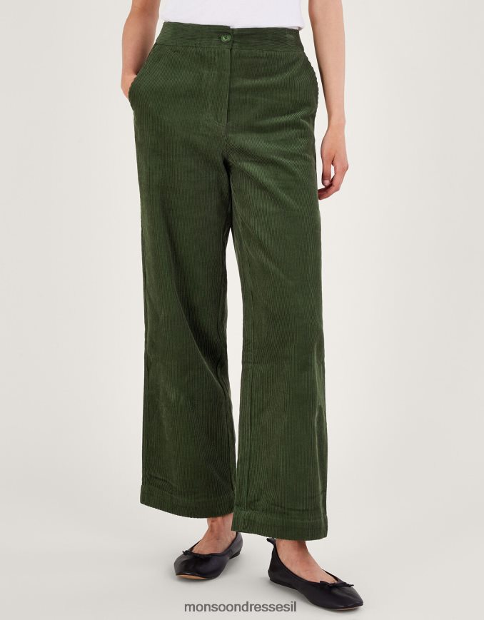 הַלבָּשָׁה Monsoon מכנסיים חליפת רגליים רחבות כבל ירוק נשים HTJ0TZ115