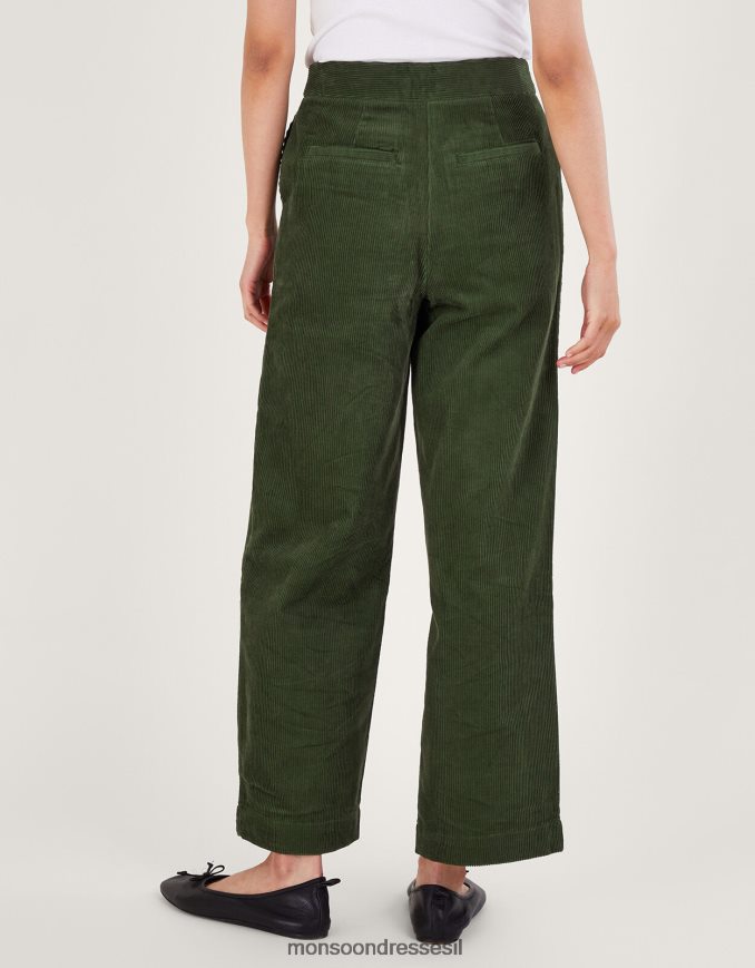 הַלבָּשָׁה Monsoon מכנסיים חליפת רגליים רחבות כבל ירוק נשים HTJ0TZ115