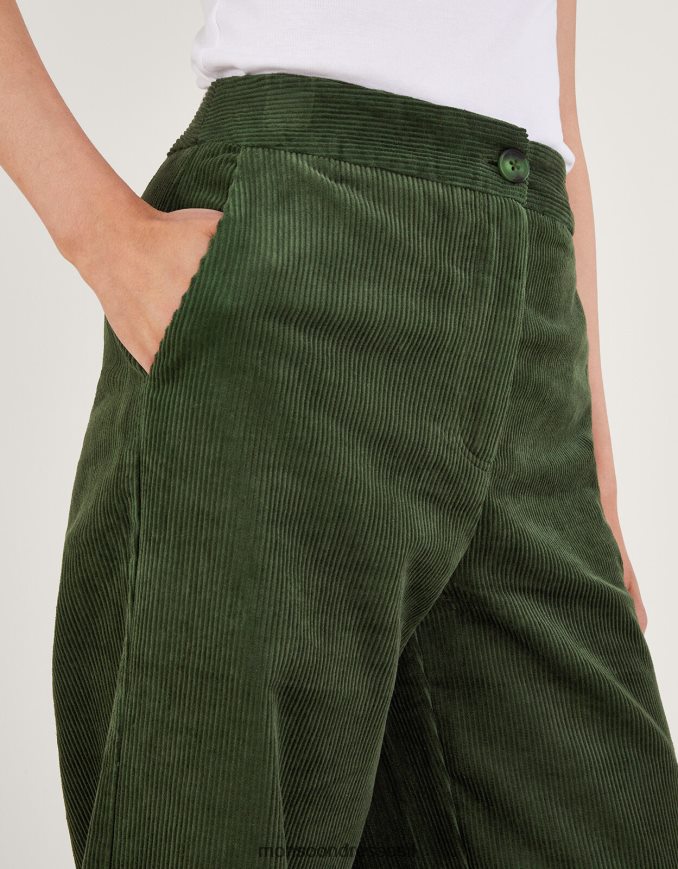 הַלבָּשָׁה Monsoon מכנסיים חליפת רגליים רחבות כבל ירוק נשים HTJ0TZ115