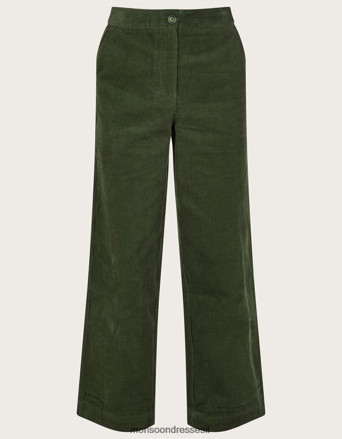 הַלבָּשָׁה Monsoon מכנסיים חליפת רגליים רחבות כבל ירוק נשים HTJ0TZ115