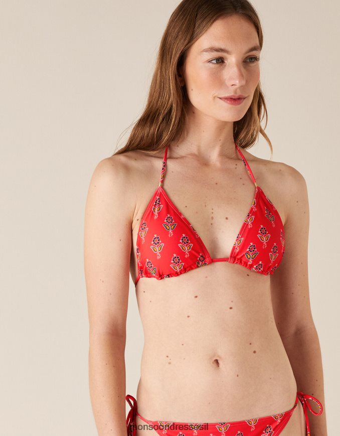 הַלבָּשָׁה Monsoon חולצת ביקיני פרחונית עם פוליאסטר ממוחזר אָדוֹם נשים HTJ0TZ1162