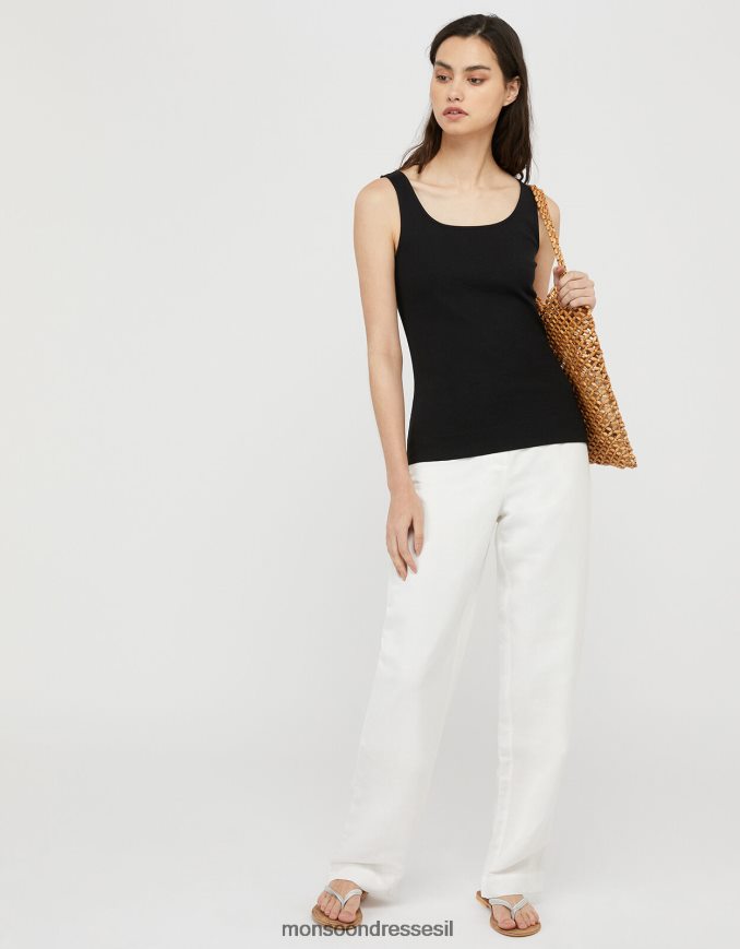 הַלבָּשָׁה Monsoon בגד ג'רסי עם צווארון מרובע של בריידי שָׁחוֹר נשים HTJ0TZ1163