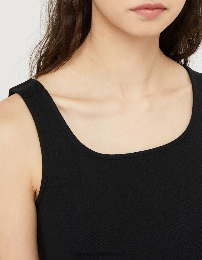 הַלבָּשָׁה Monsoon בגד ג'רסי עם צווארון מרובע של בריידי שָׁחוֹר נשים HTJ0TZ1163