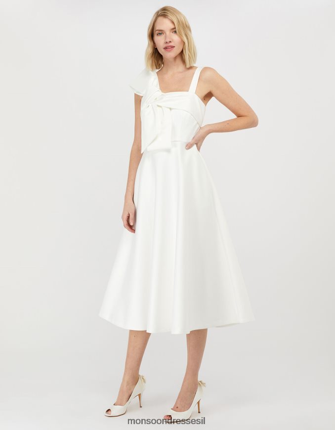 הַלבָּשָׁה Monsoon שמלת כלה מידי סאטן עם קשת קארי שֶׁנהָב נשים HTJ0TZ1166