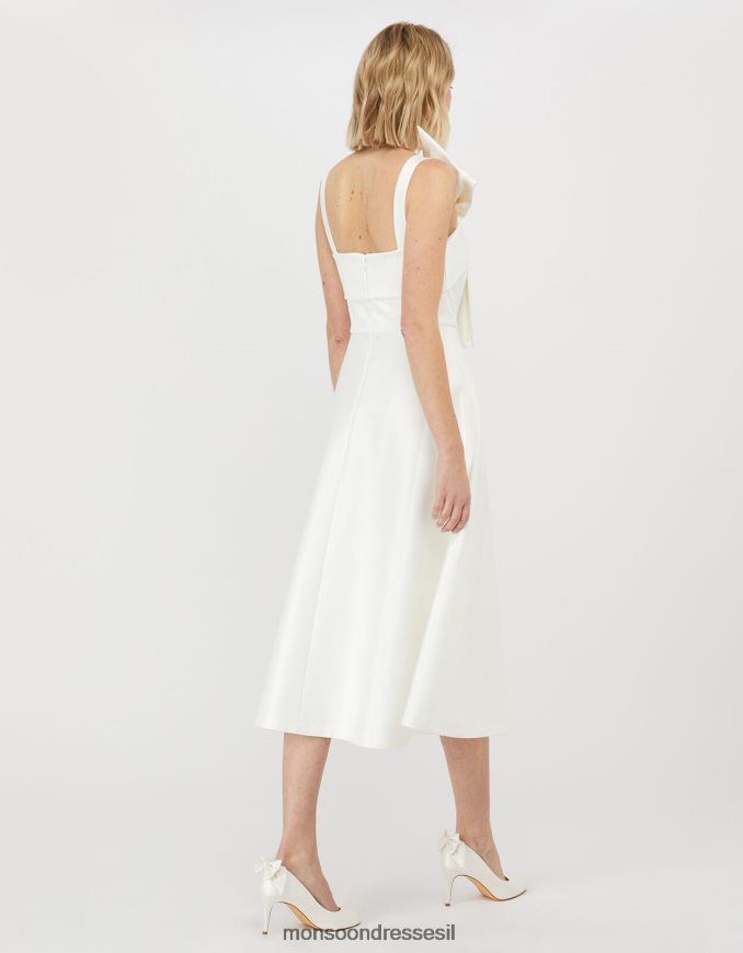 הַלבָּשָׁה Monsoon שמלת כלה מידי סאטן עם קשת קארי שֶׁנהָב נשים HTJ0TZ1166