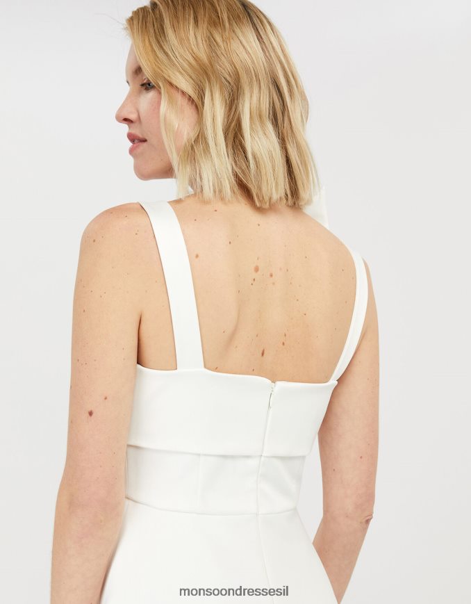 הַלבָּשָׁה Monsoon שמלת כלה מידי סאטן עם קשת קארי שֶׁנהָב נשים HTJ0TZ1166