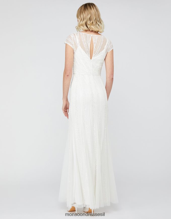 הַלבָּשָׁה Monsoon שמלת כלה מעוטרת של זנב דג נורה שֶׁנהָב נשים HTJ0TZ1169