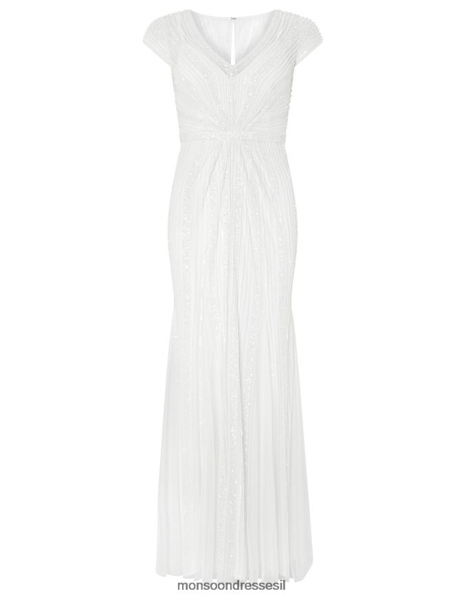 הַלבָּשָׁה Monsoon שמלת כלה מעוטרת של זנב דג נורה שֶׁנהָב נשים HTJ0TZ1169