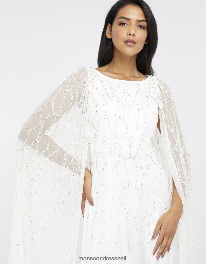 הַלבָּשָׁה Monsoon נעמי מעוטרת שמלת כלה שכמייה שֶׁנהָב נשים HTJ0TZ1170