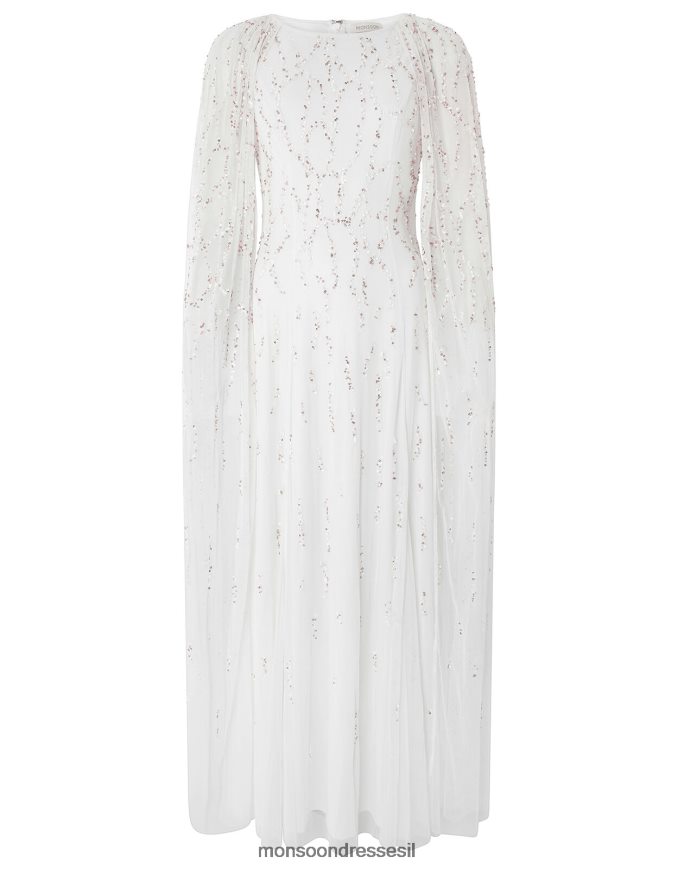 הַלבָּשָׁה Monsoon נעמי מעוטרת שמלת כלה שכמייה שֶׁנהָב נשים HTJ0TZ1170