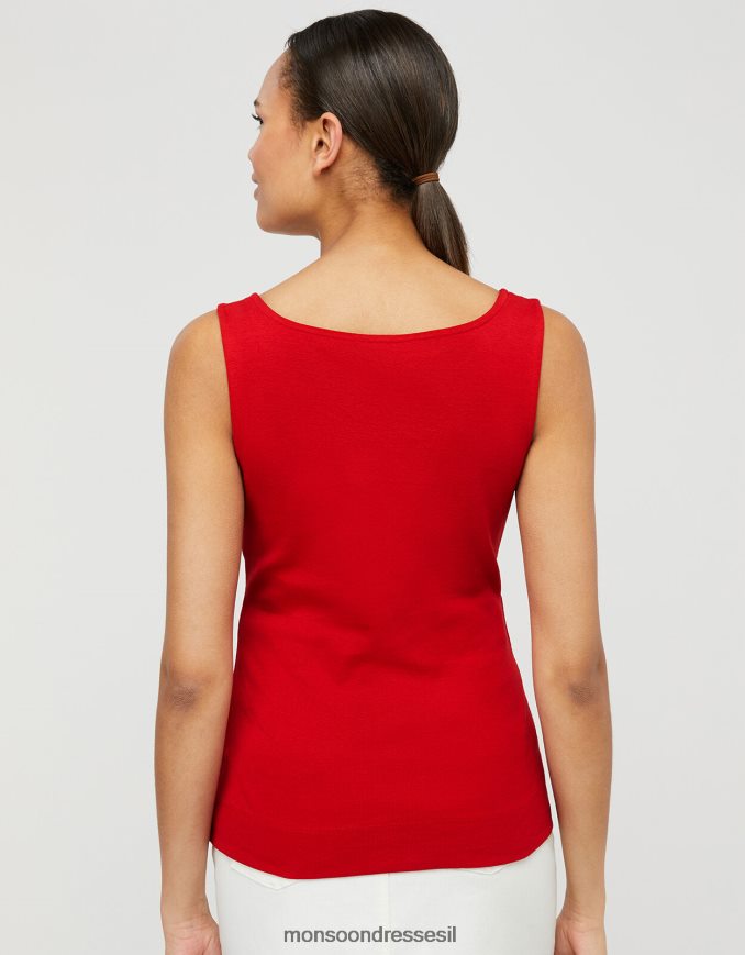 הַלבָּשָׁה Monsoon בגד ג'רסי עם צווארון מרובע של בריידי אָדוֹם נשים HTJ0TZ1172