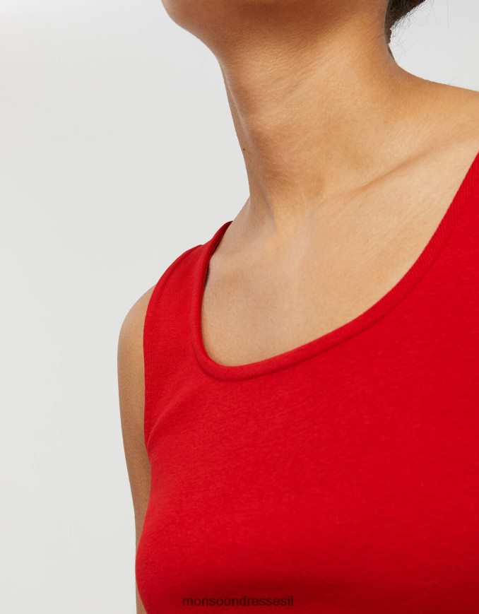 הַלבָּשָׁה Monsoon בגד ג'רסי עם צווארון מרובע של בריידי אָדוֹם נשים HTJ0TZ1172