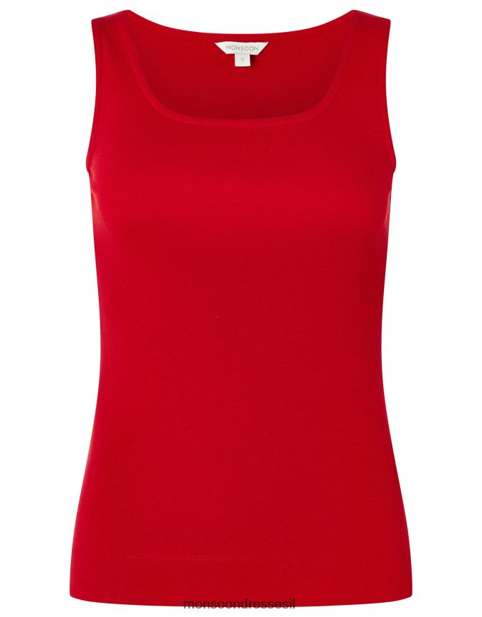 הַלבָּשָׁה Monsoon בגד ג'רסי עם צווארון מרובע של בריידי אָדוֹם נשים HTJ0TZ1172