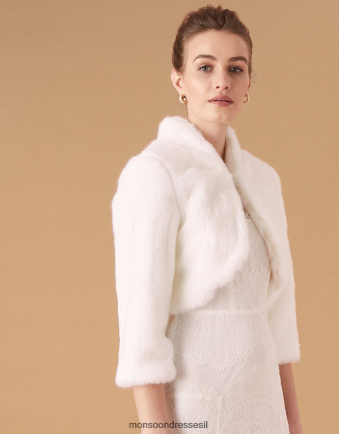 הַלבָּשָׁה Monsoon מעיל כלה פרווה מלאכותית של מריה שֶׁנהָב נשים HTJ0TZ1173