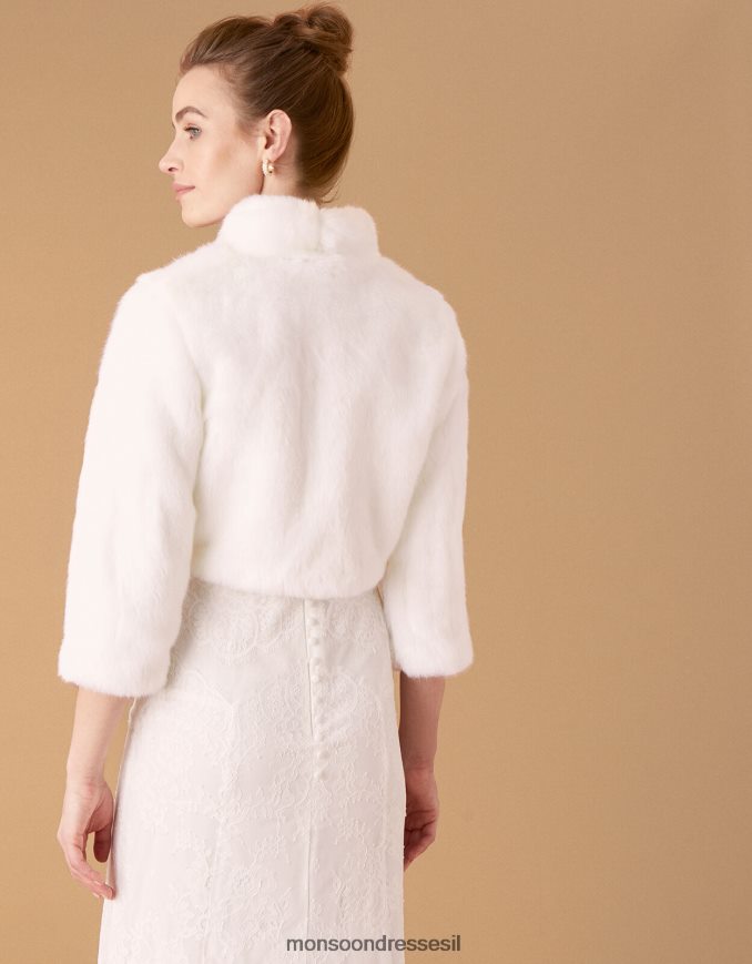 הַלבָּשָׁה Monsoon מעיל כלה פרווה מלאכותית של מריה שֶׁנהָב נשים HTJ0TZ1173