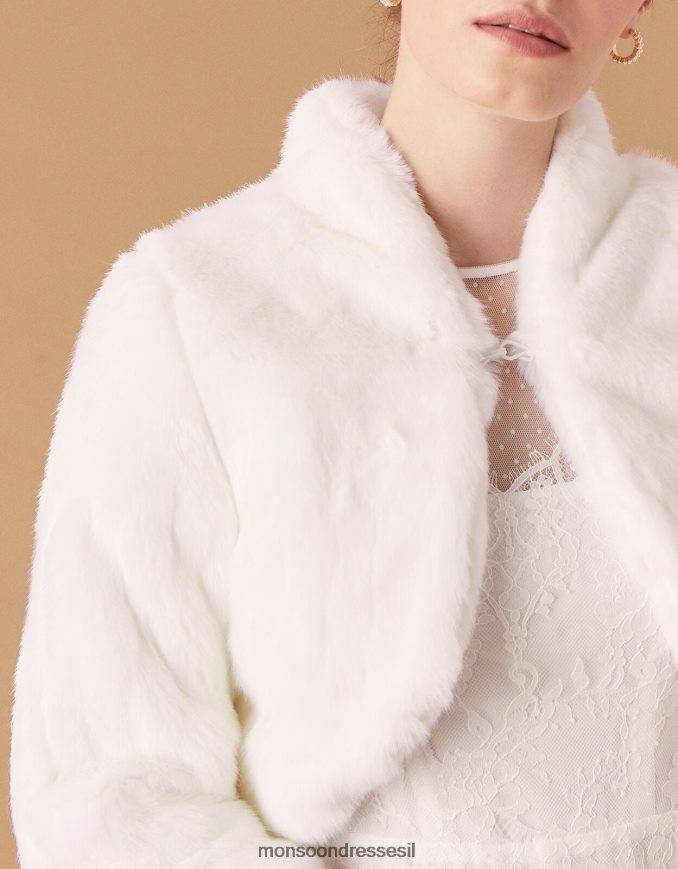 הַלבָּשָׁה Monsoon מעיל כלה פרווה מלאכותית של מריה שֶׁנהָב נשים HTJ0TZ1173