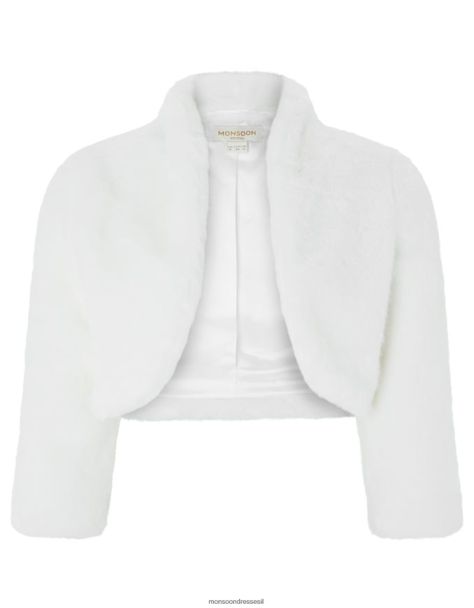 הַלבָּשָׁה Monsoon מעיל כלה פרווה מלאכותית של מריה שֶׁנהָב נשים HTJ0TZ1173