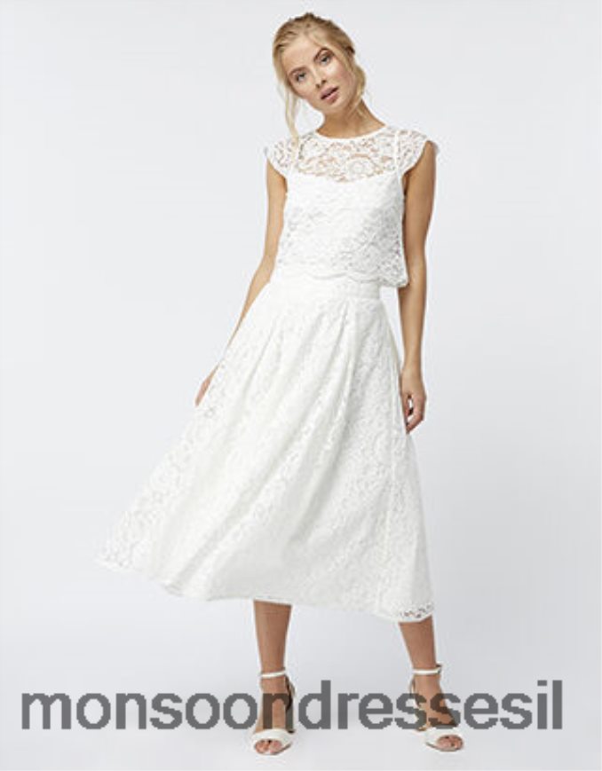 הַלבָּשָׁה Monsoon חצאית תחרה דלילה שֶׁנהָב נשים HTJ0TZ1174