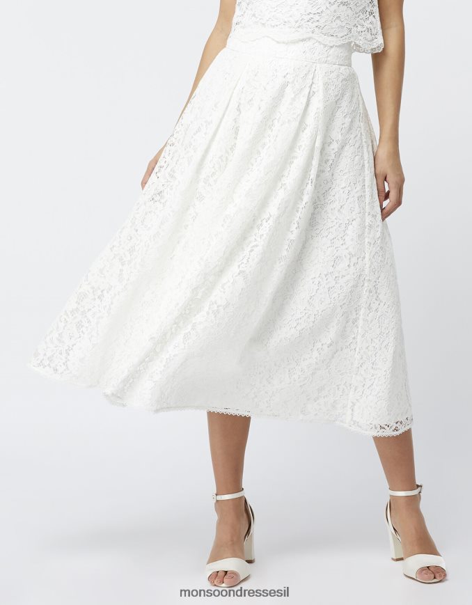 הַלבָּשָׁה Monsoon חצאית תחרה דלילה שֶׁנהָב נשים HTJ0TZ1174