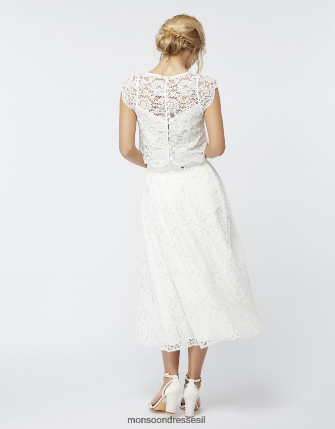 הַלבָּשָׁה Monsoon חצאית תחרה דלילה שֶׁנהָב נשים HTJ0TZ1174