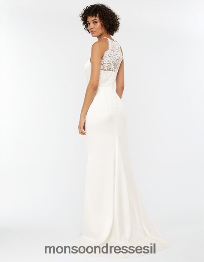 הַלבָּשָׁה Monsoon שמלת כלה מקסי סאטן עם תחרה של אן שֶׁנהָב נשים HTJ0TZ1175