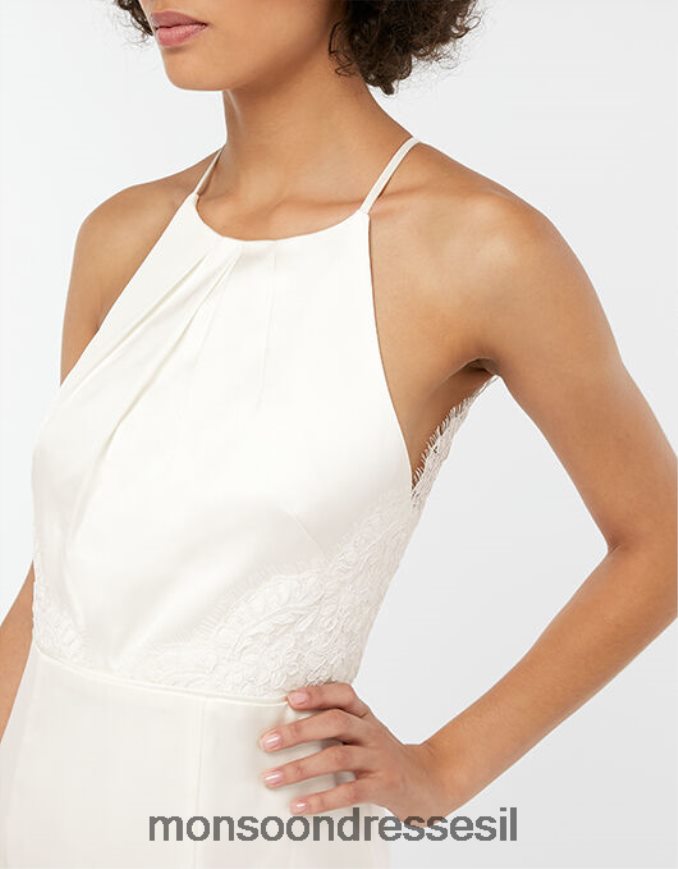 הַלבָּשָׁה Monsoon שמלת כלה מקסי סאטן עם תחרה של אן שֶׁנהָב נשים HTJ0TZ1175