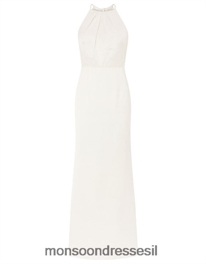 הַלבָּשָׁה Monsoon שמלת כלה מקסי סאטן עם תחרה של אן שֶׁנהָב נשים HTJ0TZ1175