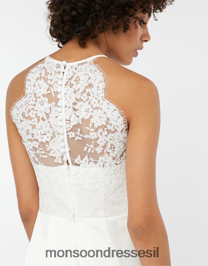 הַלבָּשָׁה Monsoon שמלת כלה מקסי סאטן עם תחרה של אן שֶׁנהָב נשים HTJ0TZ1175