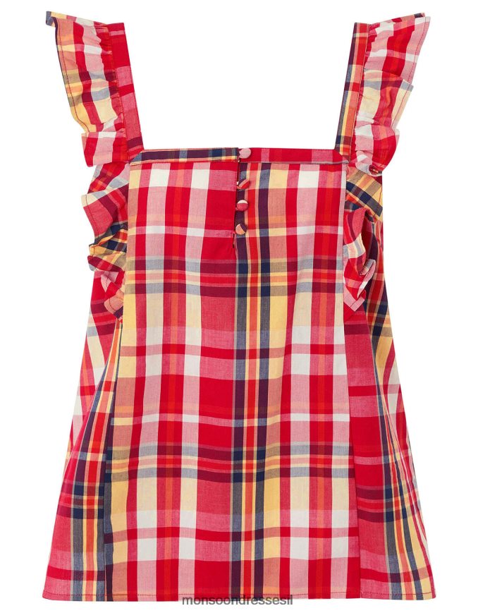 הַלבָּשָׁה Monsoon טופ נילה צ'ק קמי מכותנה אורגנית אָדוֹם נשים HTJ0TZ1177