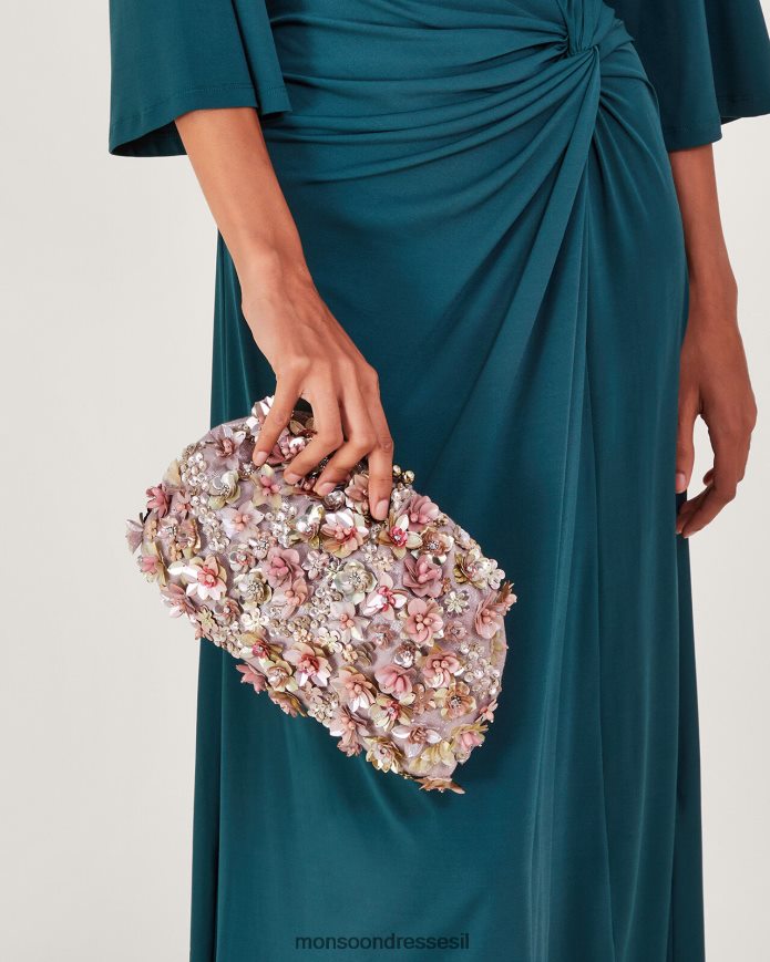 אבזר Monsoon תיק קלאץ' עם חרוזים פרחוניים אופנה נשים HTJ0TZ1187