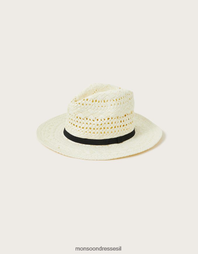 אבזר Monsoon כובע פדורה עם עיטור סרט אופנה נשים HTJ0TZ1193