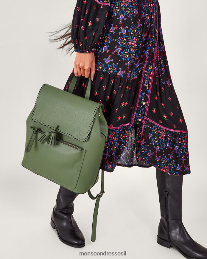 אבזר Monsoon תיק גב ציצית ירוק נשים HTJ0TZ1218