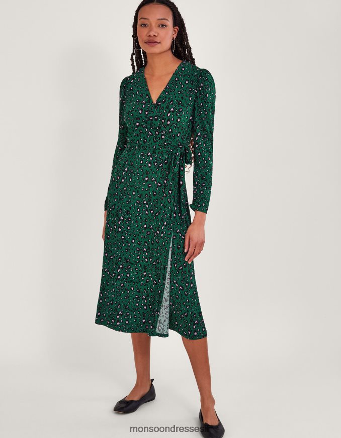 הַלבָּשָׁה Monsoon שמלת מעטפת הדפסה ירוק נשים HTJ0TZ121