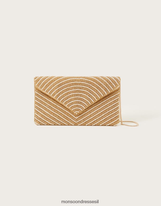 אבזר Monsoon תיק קלאץ' עם מעטפת פנינה עם חרוזים מסוגנן נשים HTJ0TZ1222