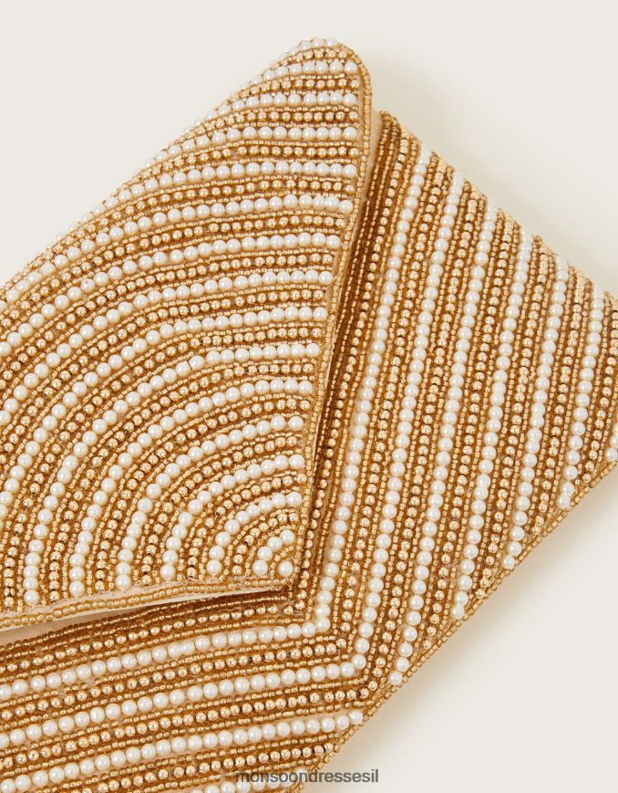 אבזר Monsoon תיק קלאץ' עם מעטפת פנינה עם חרוזים מסוגנן נשים HTJ0TZ1222