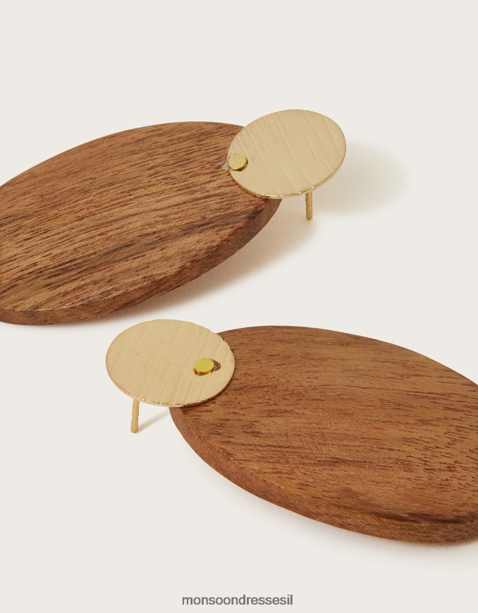 אבזר Monsoon עגילי טיפה מעץ אופנה נשים HTJ0TZ1228