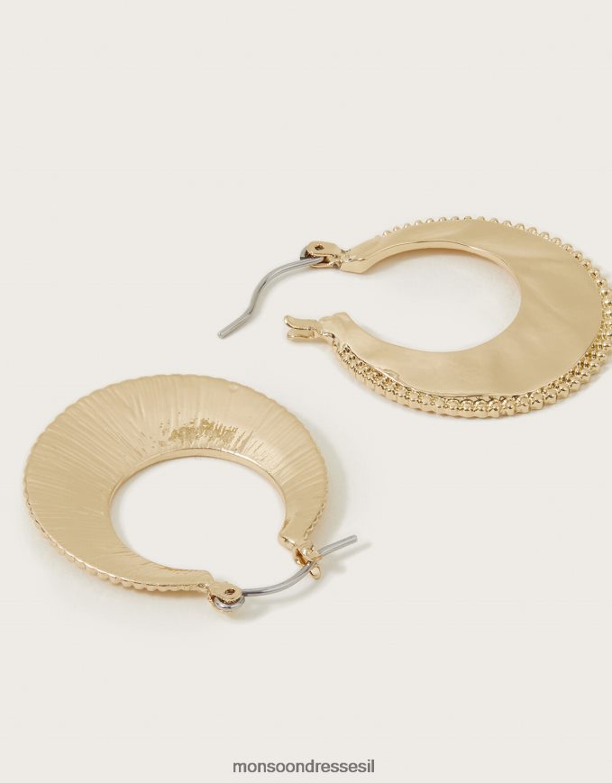 אבזר Monsoon עגילי חישוק שטוחים במרקם מְעוּדָן נשים HTJ0TZ1232