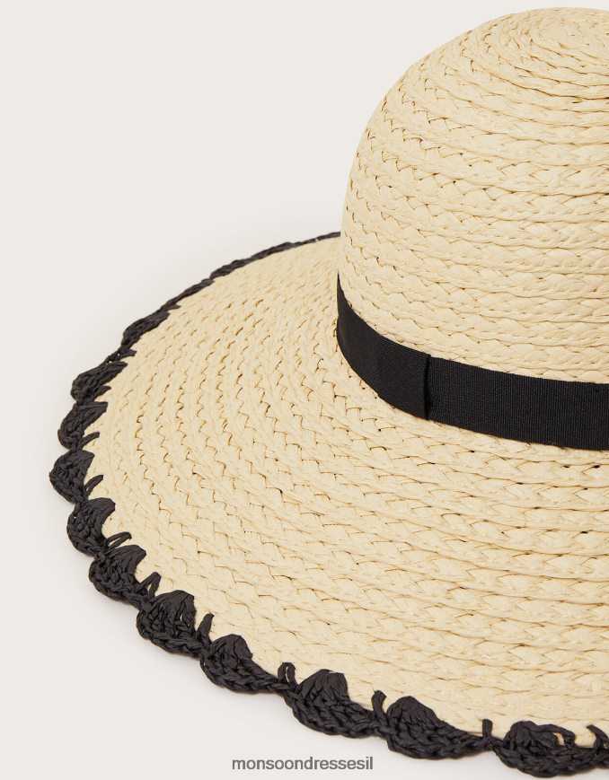 אבזר Monsoon כובע קש מעוטר סקאלופ מסוגנן נשים HTJ0TZ1248