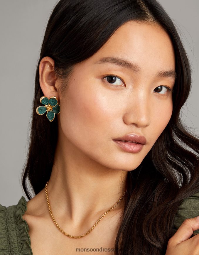 אבזר Monsoon עגילי פרחים צמודים מסוגנן נשים HTJ0TZ1262